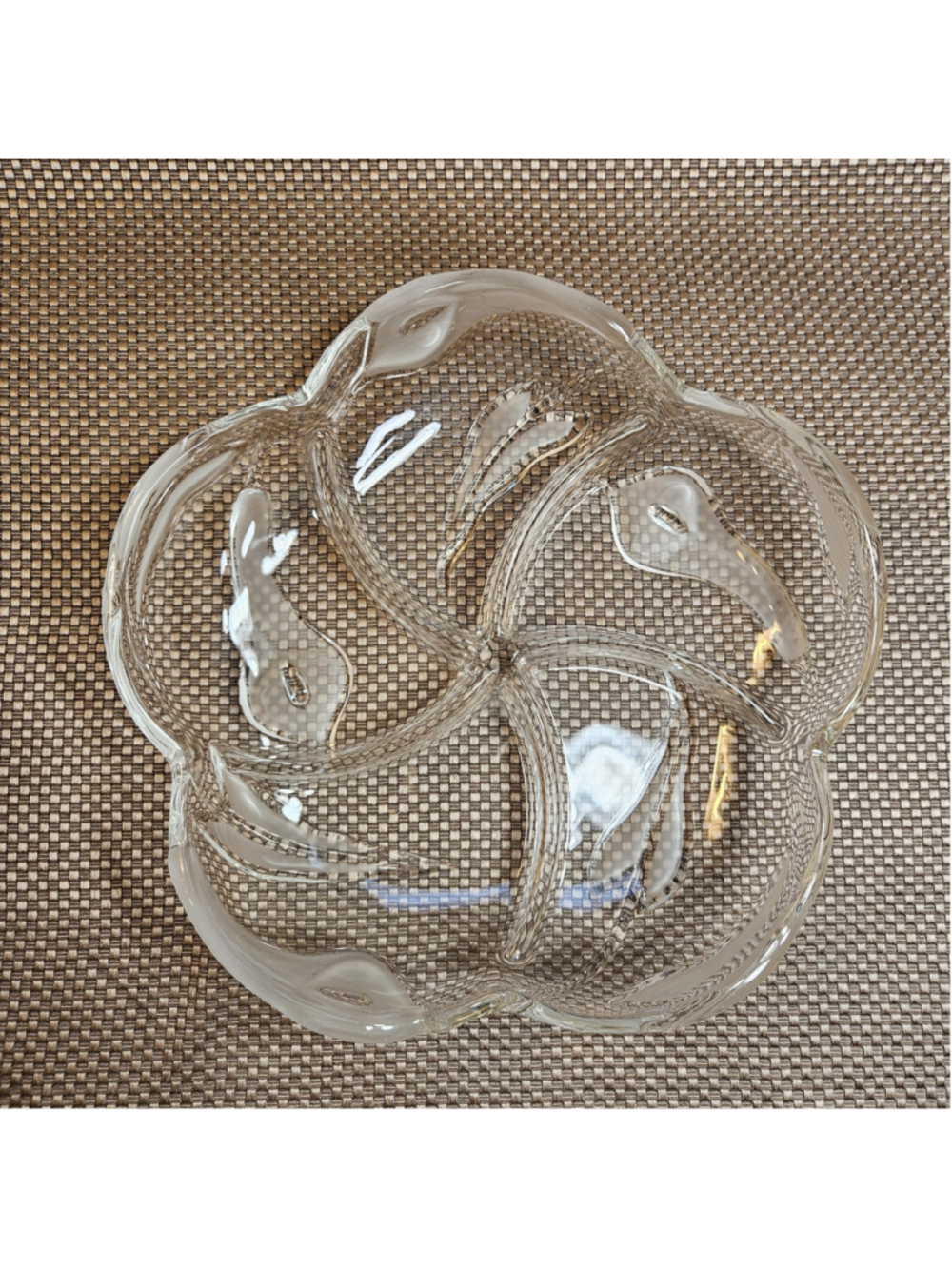 Vtg Mikasa Calla Lily Serving Dish Tray 5 Section Serving Swirl Clear Frost 11½"